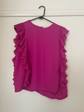 The Impeccable Pig Fuchsia Ruffle-Sleeve Blouse